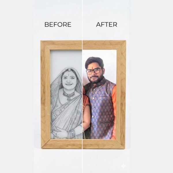 Personalized LED Photo Frame with Custom Portrait – Wooden Light Up Memory Frame Gift - Image 8