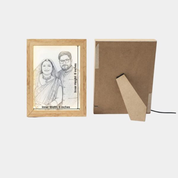 Personalized LED Photo Frame with Custom Portrait – Wooden Light Up Memory Frame Gift - Image 9