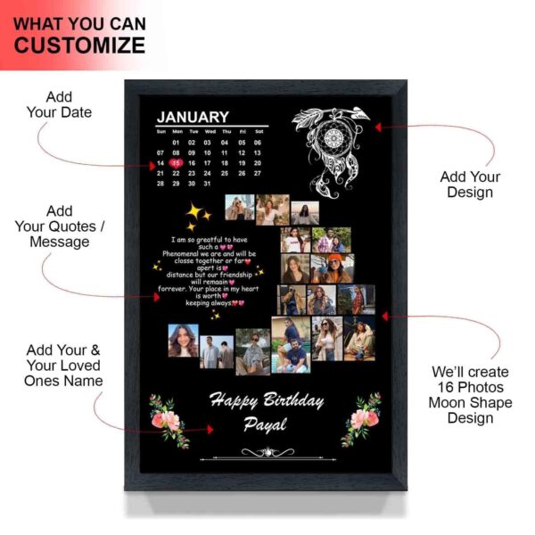 Personalized 6–10 Photo Collage Frame with Custom Text – A4 Size Wall & Tabletop Gift for Birthday, Anniversary & Valentine’s Day - Image 3