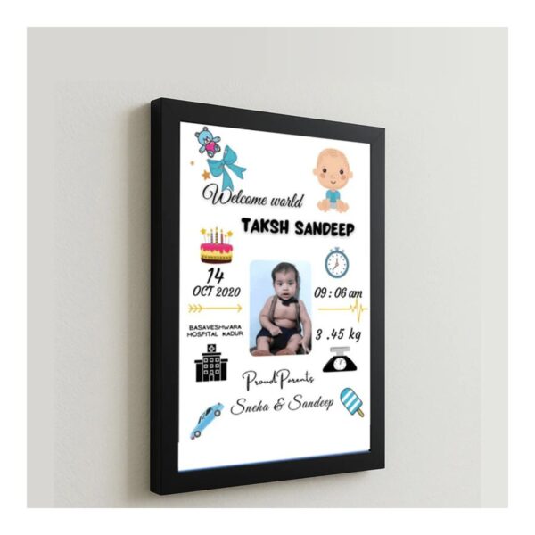 Personalized 9×12 Inch Baby Birth Details Frame – Custom Newborn Keepsake Gift- Design 5 - Image 3