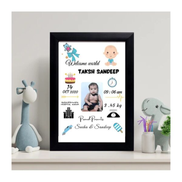 Personalized 9×12 Inch Baby Birth Details Frame – Custom Newborn Keepsake Gift- Design 5 - Image 4