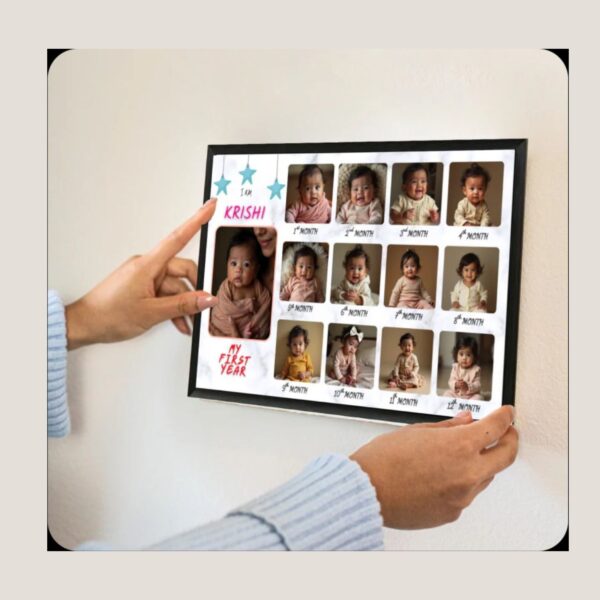 Personalized 12-Month Baby Photo Frame – Capture Your Little One’s First Year Memories (9×12 Inch / A4 Size) - Image 3