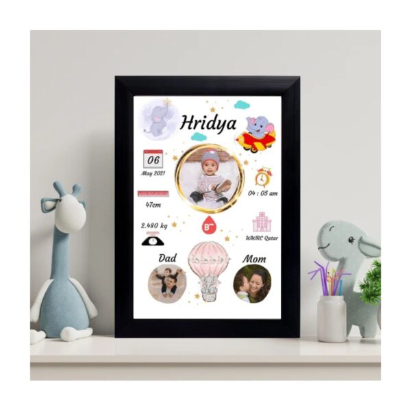 Personalized 9×12 Inch Baby Birth Details Frame – Custom Newborn Keepsake Gift- Design 4 - Image 2