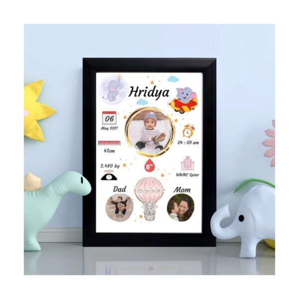 Personalized 9×12 Inch Baby Birth Details Frame – Custom Newborn Keepsake Gift- Design 4 - Image 3