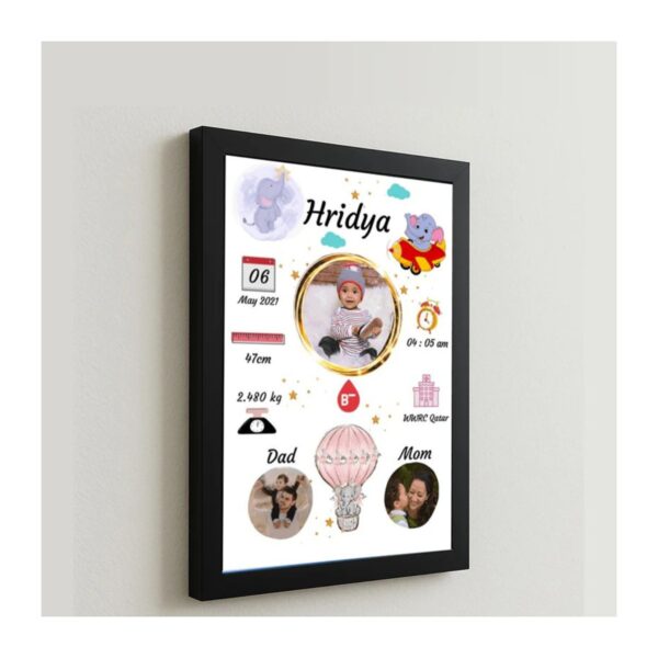 Personalized 9×12 Inch Baby Birth Details Frame – Custom Newborn Keepsake Gift- Design 4 - Image 4