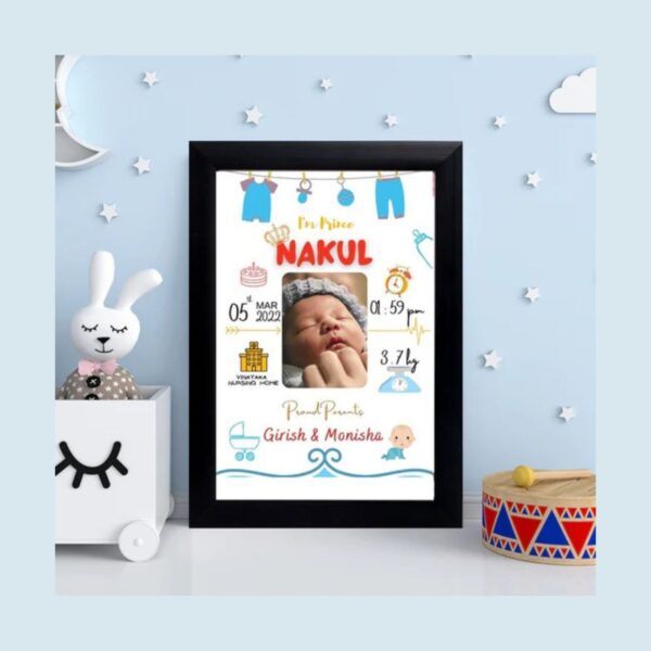 Personalized 9×12 Inch Baby Birth Details Frame – Custom Newborn Keepsake Gift- Design 3 - Image 2