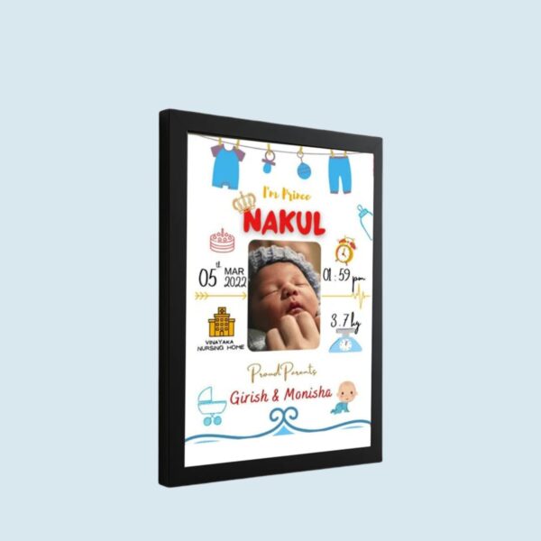 Personalized 9×12 Inch Baby Birth Details Frame – Custom Newborn Keepsake Gift- Design 3 - Image 3