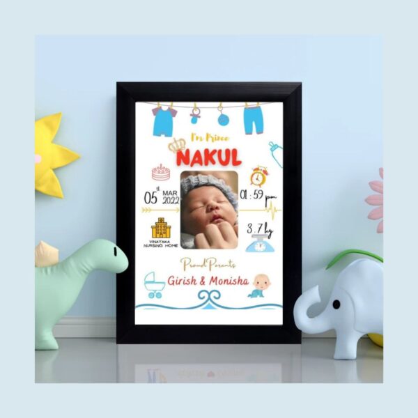 Personalized 9×12 Inch Baby Birth Details Frame – Custom Newborn Keepsake Gift- Design 3 - Image 4