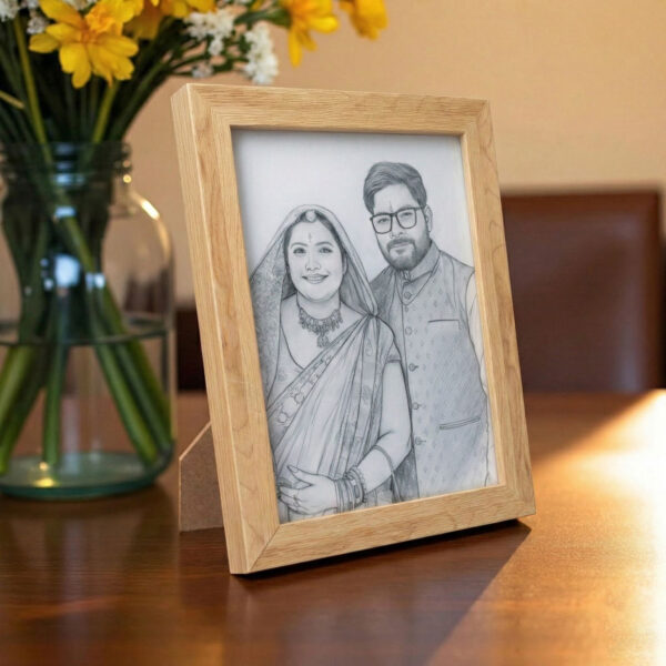 Personalized LED Photo Frame with Custom Portrait – Wooden Light Up Memory Frame Gift - Image 3