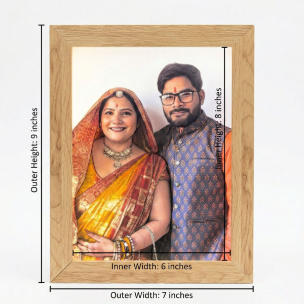 Personalized LED Photo Frame with Custom Portrait – Wooden Light Up Memory Frame Gift - Image 2